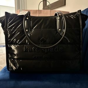 Kate Spade Ella Puffy Extra Large Tote shoulder Bag Black Nylon Handbag